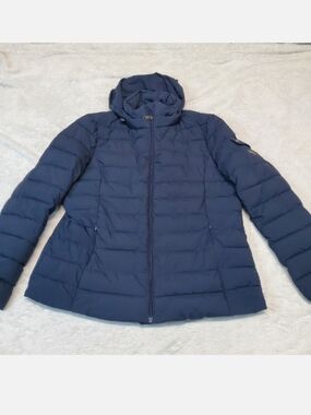 Lauren Ralph Lauren Black‎ Label Navy Blue Puffer Hood Coat Large Classic Logo